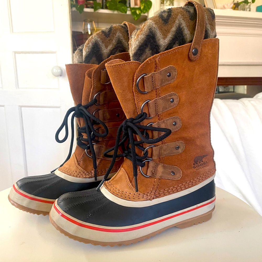 Women's Sorel Joan of Arctic Knit II ELK Waterproof Insulated Boots Tall Sz 6.5